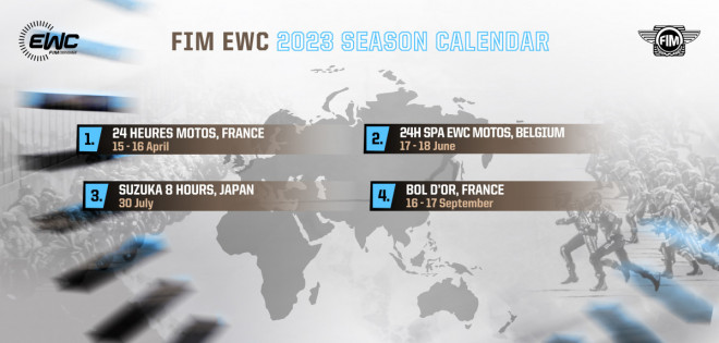 V kalendáři FIM EWC 2023 je Le Mans, Spa-Francorchamps, Suzuka a Paul Ricard