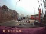 Car and scooter accident